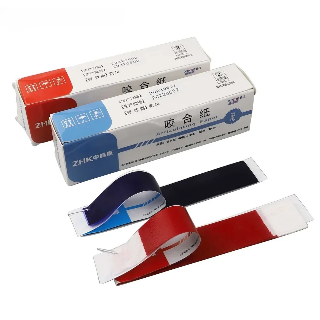 1 box Dental Articulating Paper Dentist Lab Products Double-sided Bite Strips Oral Teeth Care Whitening Material Tool 30/100µm