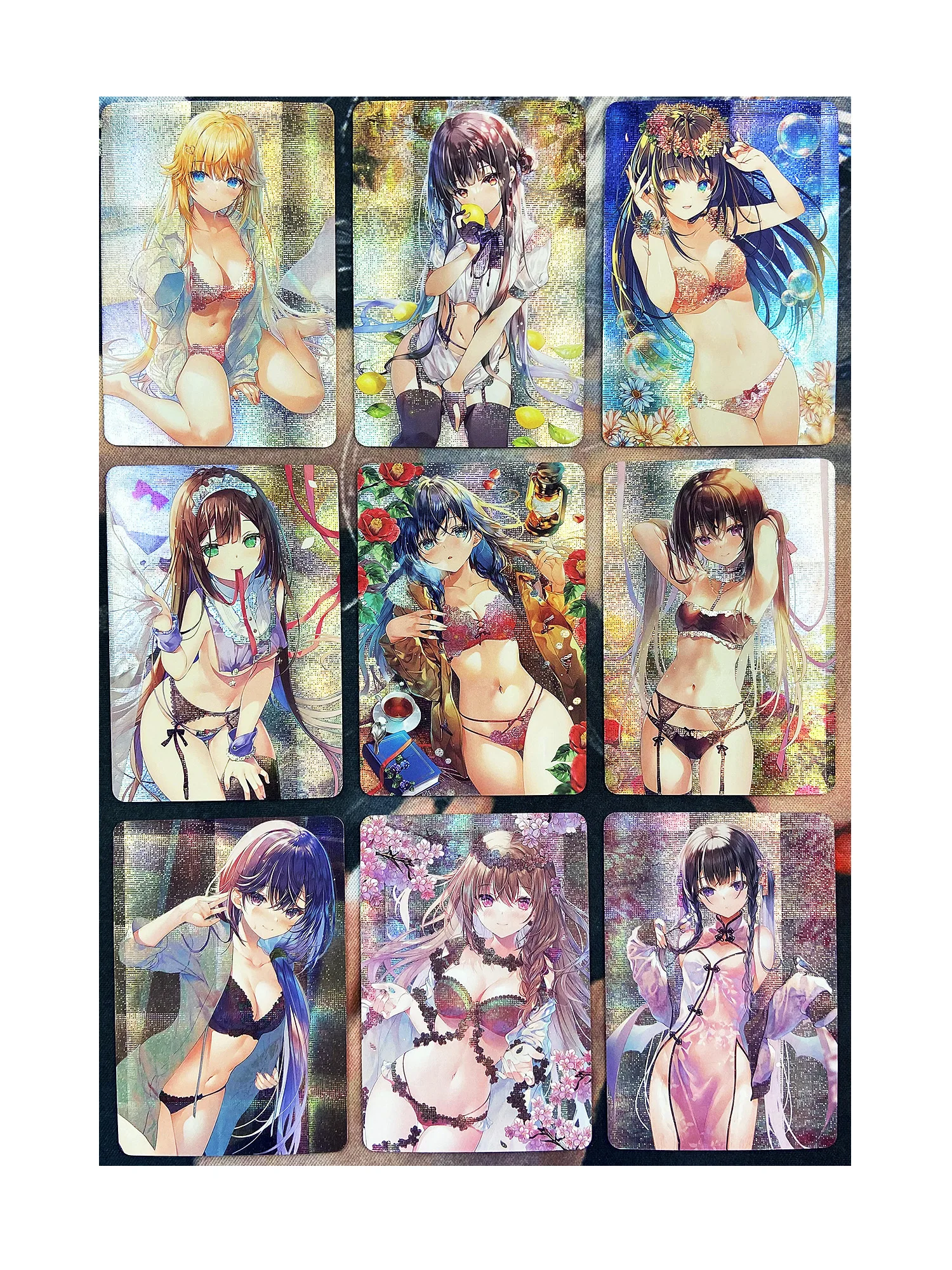 Anime Beleza Lingerie Cartões para Meninas, Uniforme de Estudante, Roupa de Banho, Biquíni, Meninas Sexy, Hobby Collectibles Jogo, ACG, 9Pcs por Conjunto