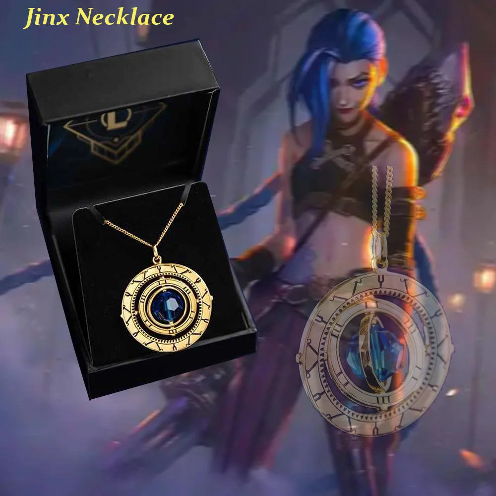 Acrane Jinx Caitlyn EKKO Cosplay Crystal Stopwatch Necklace LoL Roleplay Ornament Halloween Carnival Party Costume Accessories