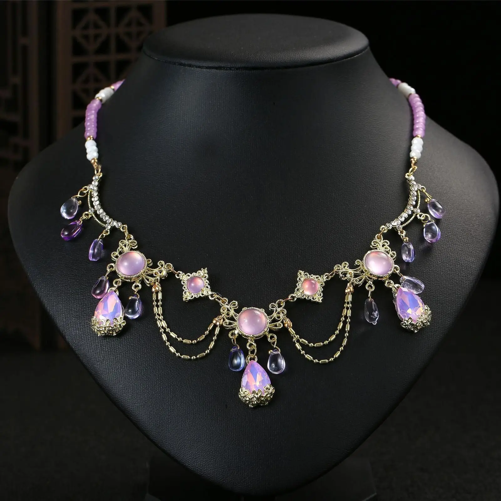 Exotic Fairy Crystal Beaded Forehead Chain Convertible Necklace Boho Head Jewelry For Women Travel Cosplay Festival Party Wear