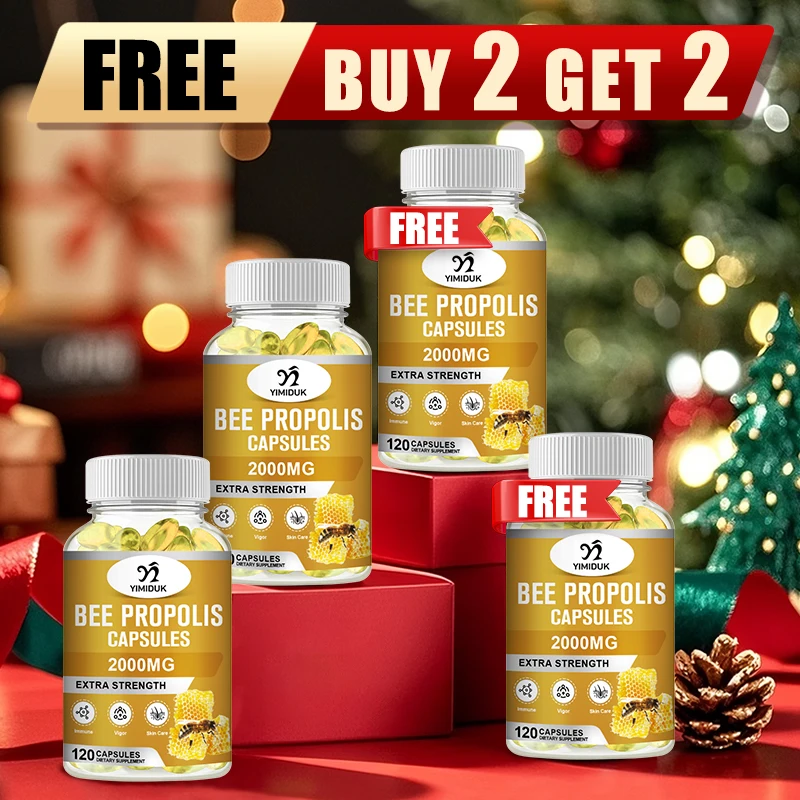 Compre 2 e ganhe 2 grátis! Cápsulas fortes de extrato de própolis de abelha, para dor na garganta, cuidados com a pele geral, reforço do sistema imunológico, não-GMO