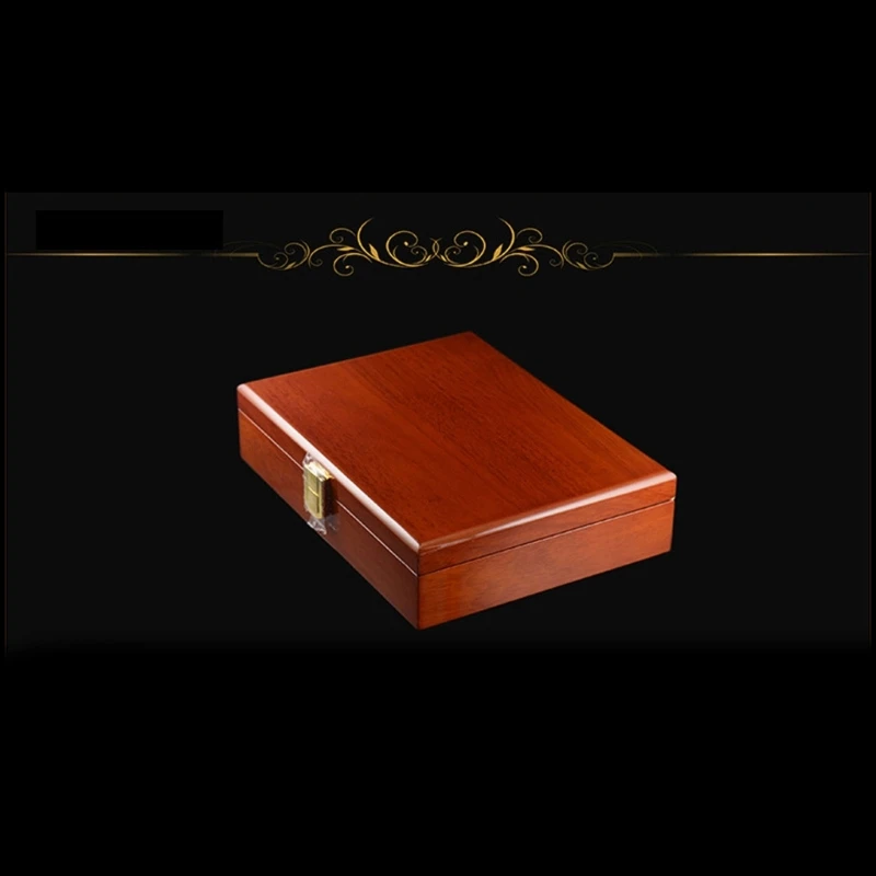 N58F Cufflink and Ring Display Box with Fiberboard Construction, Glossy Piano-Lacquer Finish, Hinged Lid, and Multi-Row Slotted