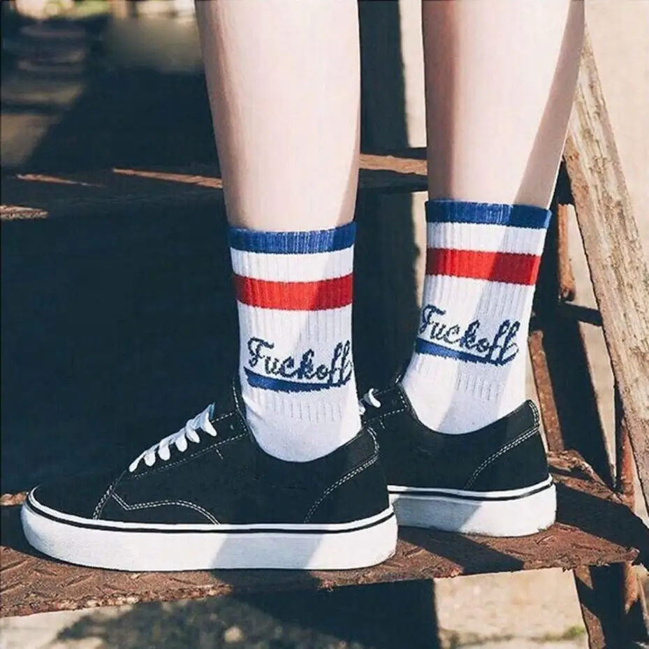 1 Pair Fashion Casual Sport Hosiery Cotton Letter Skateboard Socks Skateboard Socken Chaussettes De Skate