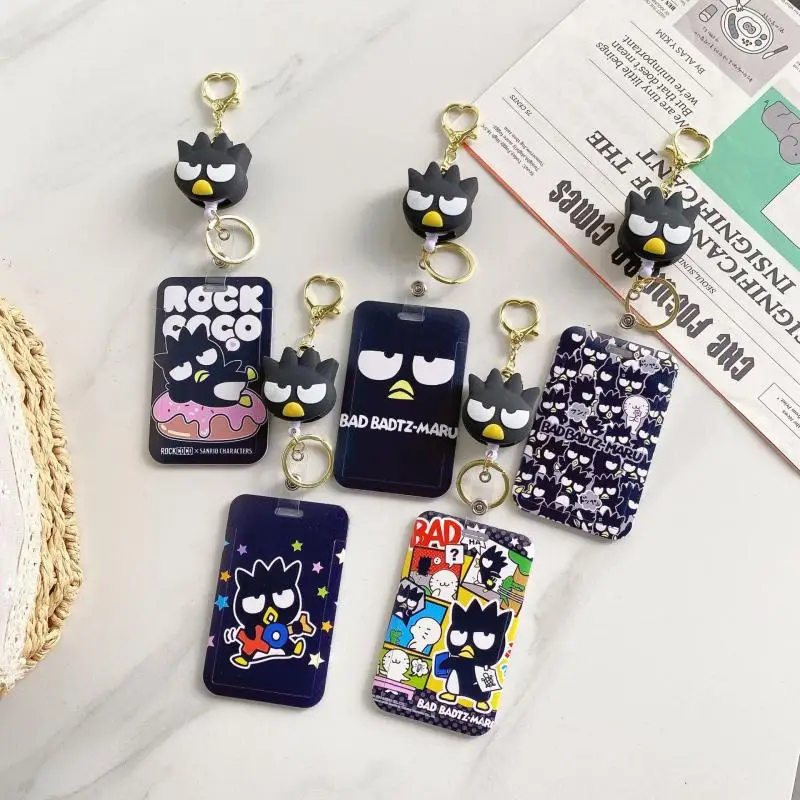 Kawaii Sanrio Badbadtz-Maru Card Holders Id Card Door Badge Card Case Telescopic Anti Loss Keychain Pendant Cartoon Girls Gift