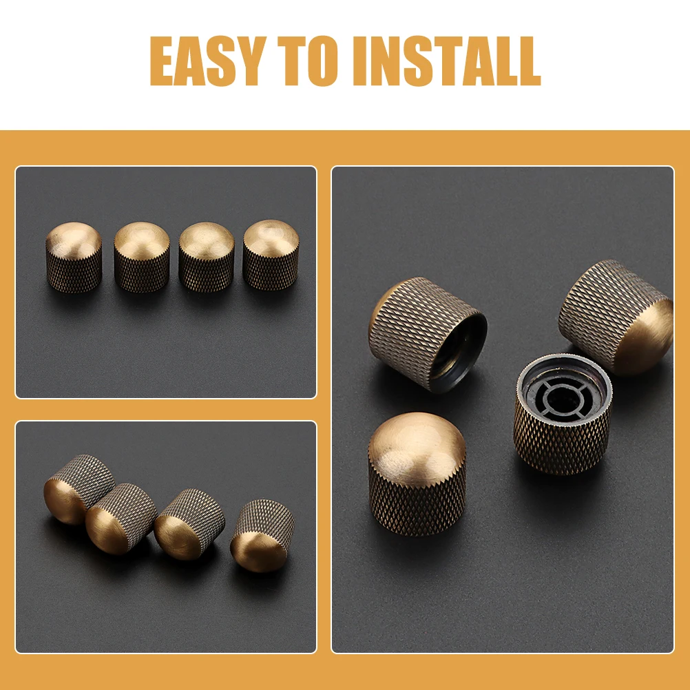 

4pcs Metal Guitar Knobs Volume Control Replacement Bass Sturdy Durable Electric Parts Accessories Instrument Components