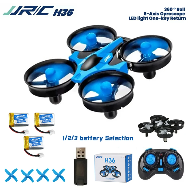 

JJRC H36 Мини-дрон на радиоуправлении 2.4G, 6-осевой, с 1/2/3 батареями, режимом Headless, защитой от столкновений, функцией 360 ° Квадрокоптер-трансформер для детей