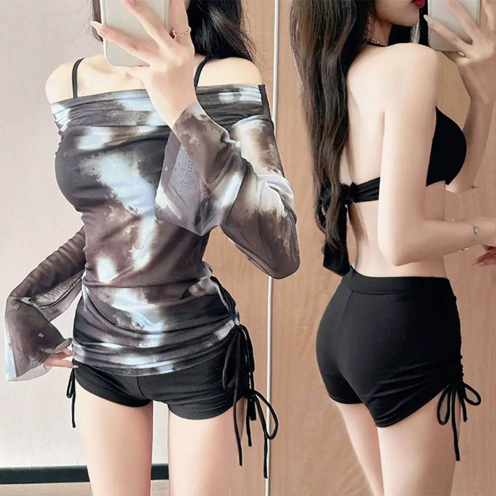 مثير نمط بقماش شفاف بيكيني التخسيس تصميم البطن إخفاء تصميم سبليت مجموعة البكيني شبكة النسيج سبليت نمط 3 قطعة مجموعة البكيني #3