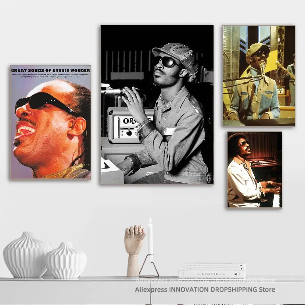 Stevie Wonder Singer Band Cover Album Music Star Celebrity Wall Art Poster Canvas Posters and Prints Canvas Painting Home Decor