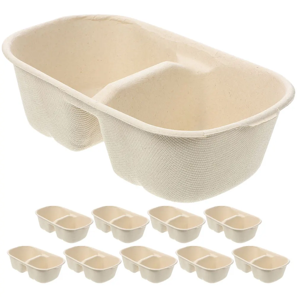 

10pcs Cat Bowl Water Food Integrated Disposable Pet Bowls For Cats Dogs Outdoor Travel Lightweight Wheat Straw Pulp Material