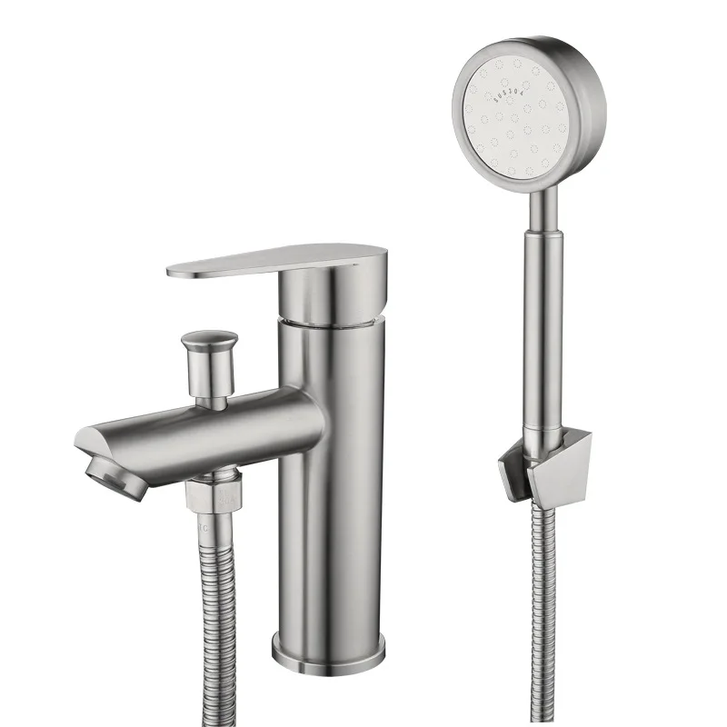 

Bathroom Basin Faucet Stainless Steel Single Handle Sink Mixer Tap with Shower Head Cold Hot Water Tap Valve Nozzle BathTub Tap