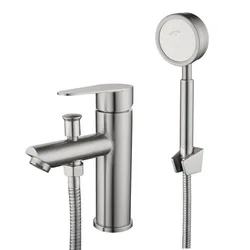 Bathroom Basin Faucet Stainless Steel Single Handle Sink Mixer Tap with Shower Head Cold Hot Water Tap Valve Nozzle BathTub Tap