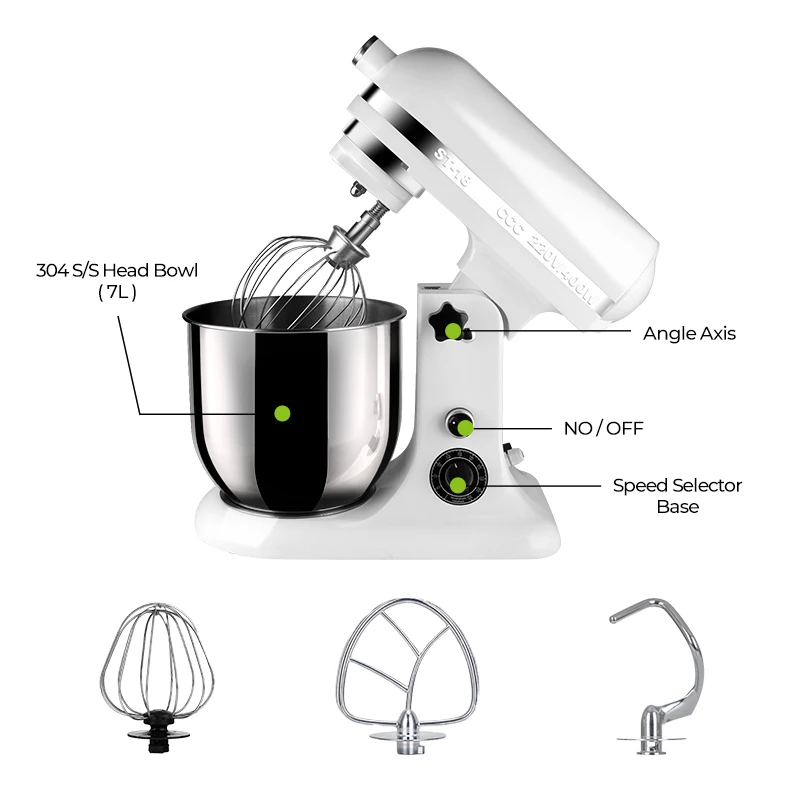 Misturador de suporte de alta potência, 320w, 7l, bolo, pão, massa, planetário, elétrico, eletrodoméstico, cozinha, misturador de alimentos