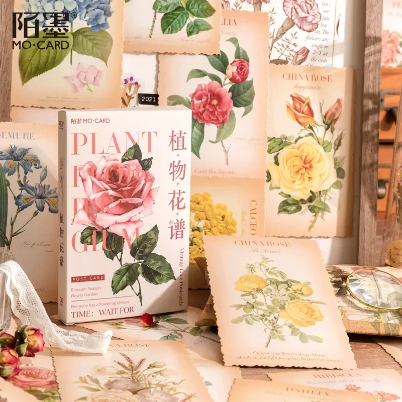 30 pçs/caixa cartão postal planta flor espectro bênção presente de aniversário cartão de mensagem cartão de decoração de parede