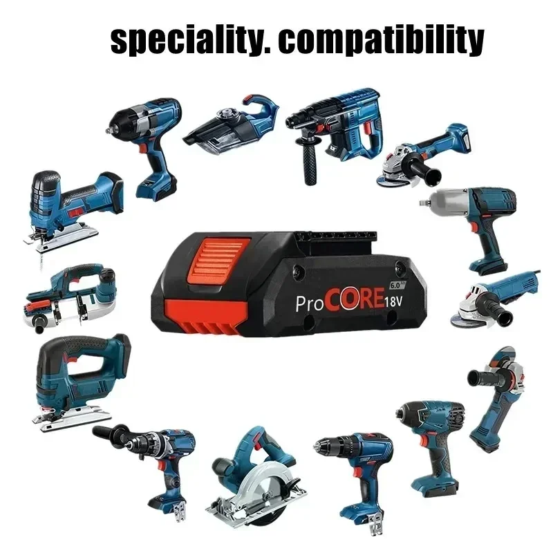 Upgraded 18V 5.0Ah/6.0Ah Li-ion Battery for Procore 1600A016GB  Bosch 18 Volt Max Cordless Power Tool Drill 21700 Cells Built-in