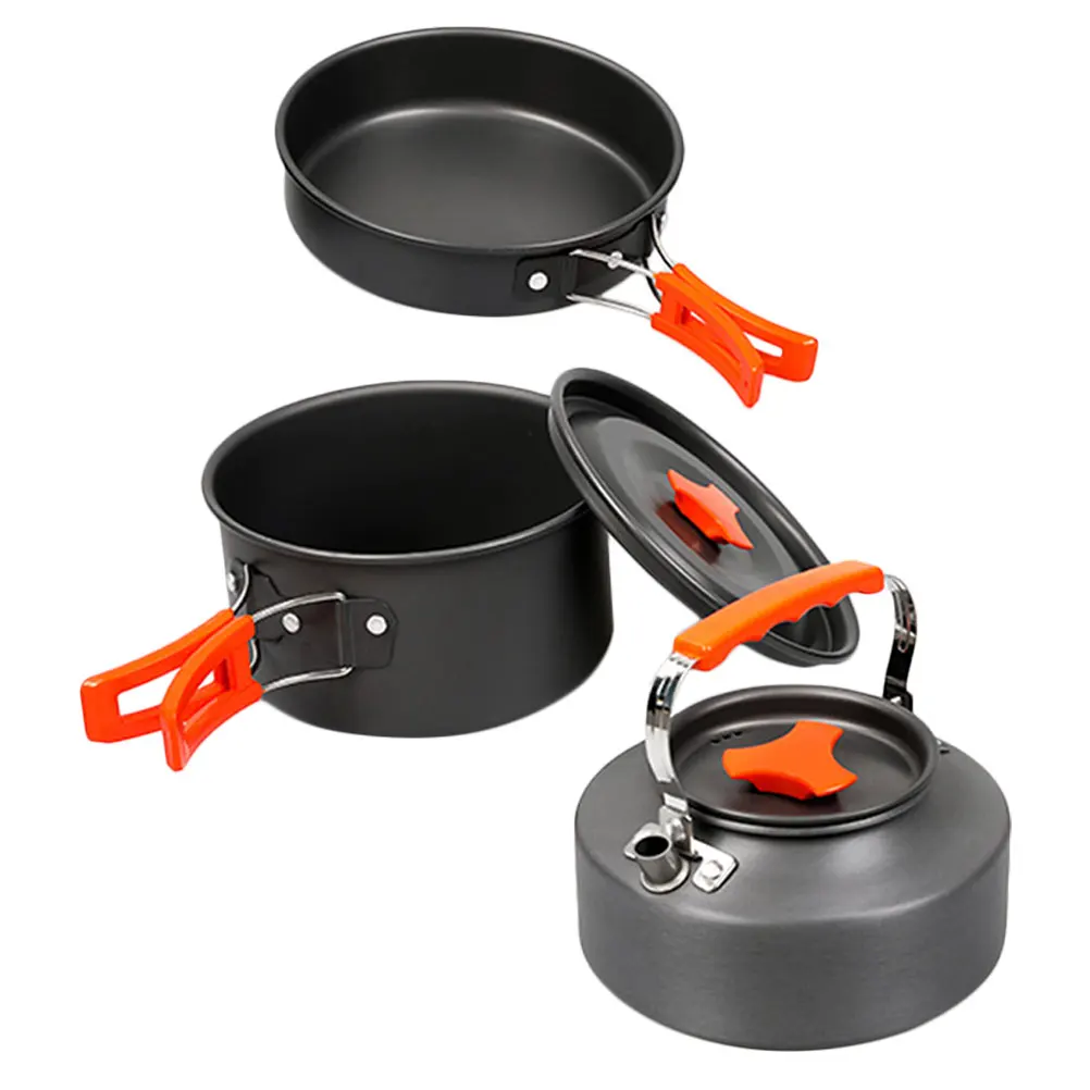 

Portable Camping Cookware Set Outdoor Picnic Aluminum Alloy Hard Anodized Easy Clean Hiking Supplies Skillet Pan Kettle BBQ