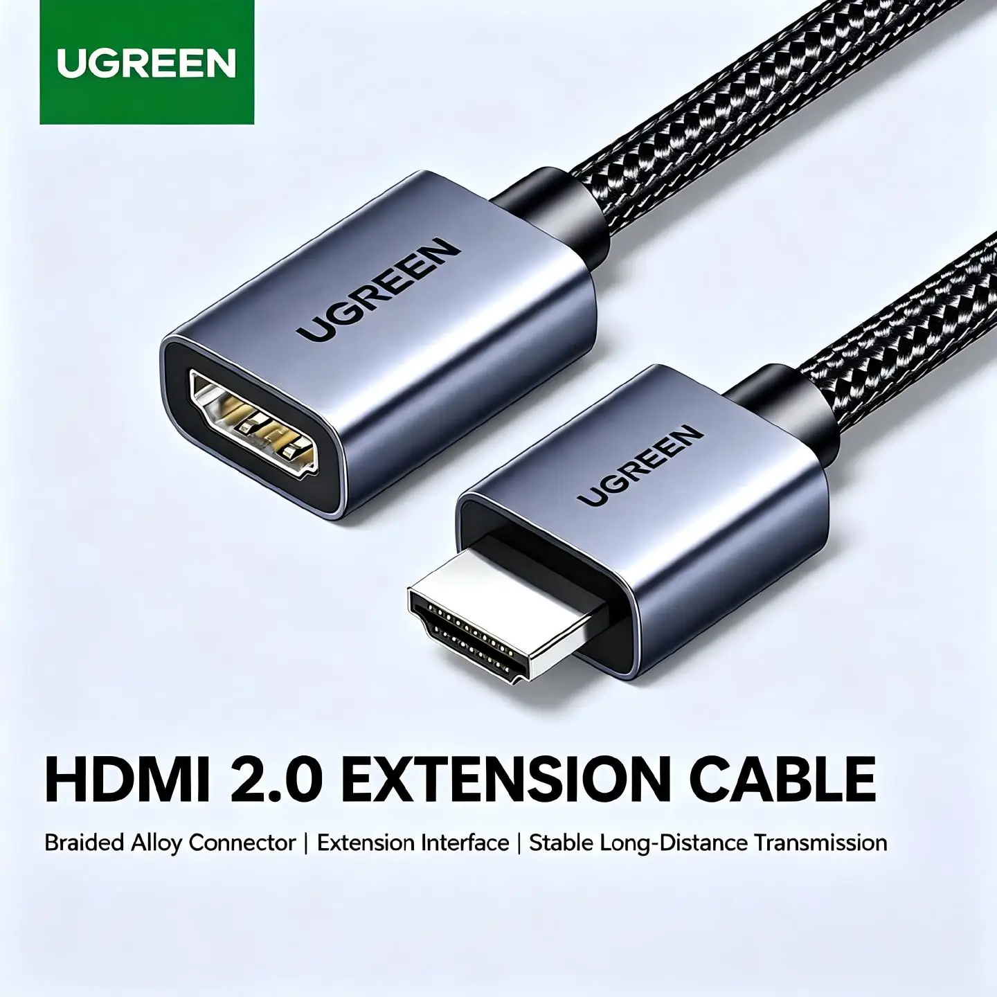 UGREEN HDMI 2.0 Audio Extension Cable Male To Female HD 4K@60Hz 18Gbps Braided 50cm 1m 2m 3m Notebook Game Monitor Television PS