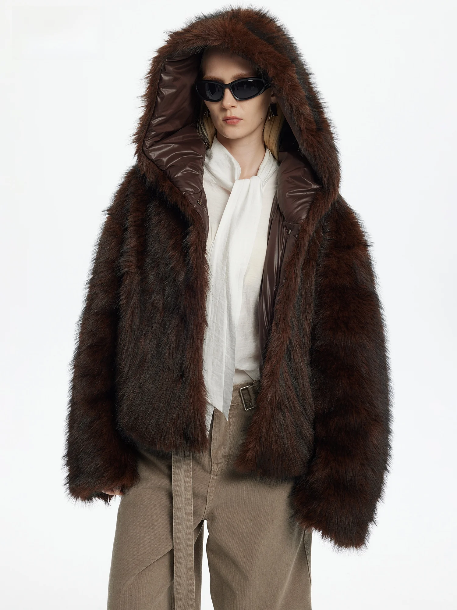 

Теплый коричневый тонкий хлопковый экологически чистый меховой шарф, винтажный молодежный женский модный зимний аккор Wildund