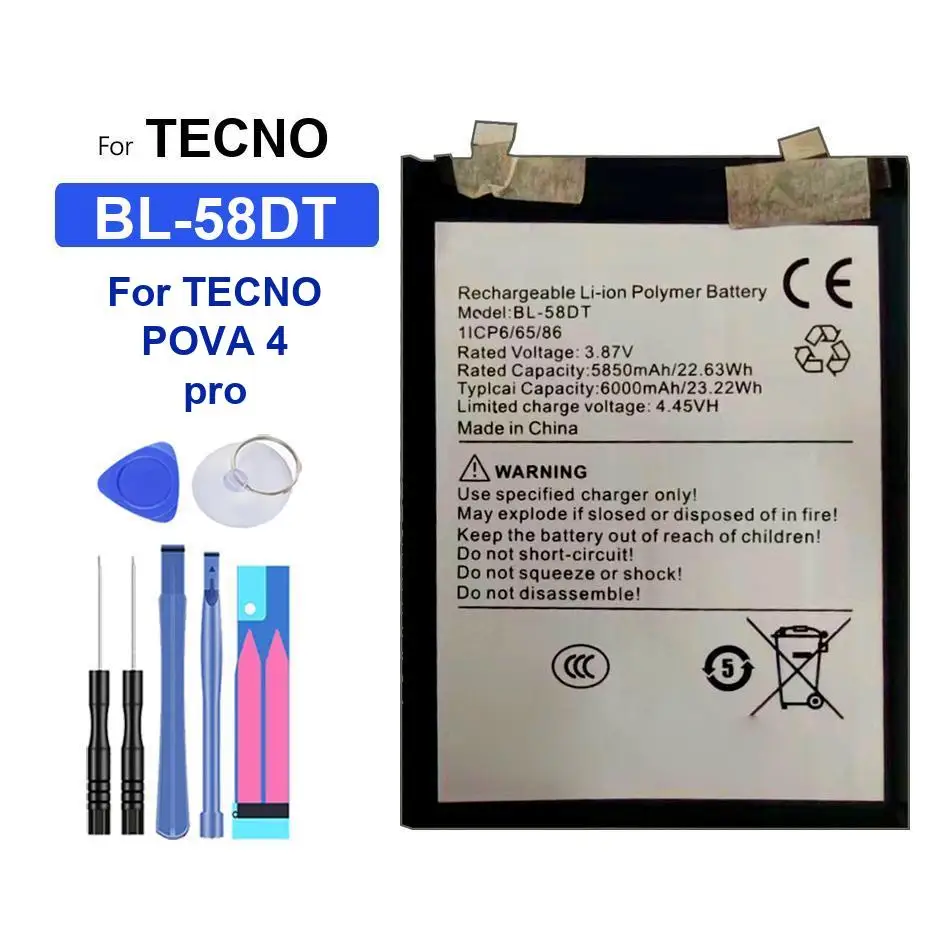 بطارية لـ Tecno Pop 4 Pro 7 5 Phantom 9 Phantom9 CC9 AB7 CAMON 12 Pro BF6 Spark Go 2023 2024 BL-49FT BL-58DT BL-34DT BL-49NT