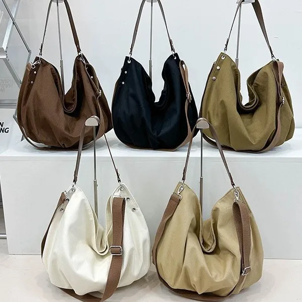 

2025 Vintage Workwear Canvas Tote, Spacious Commuter Crossbody Shoulder Bag, Minimalist Day to Night Purse, Textured Sling Bag