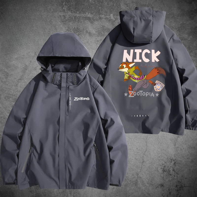 

hoodie Zootopia Judy Nick Co-branded 3-in-1 Jacket Couples Loose Windproof Waterproof Warm Coat for Men Women Outdoor Outerwea