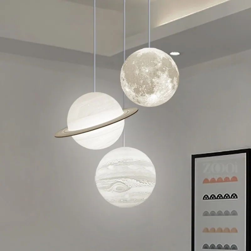 Stars and Moon Series Pendant Light Creative Three-Head Hanging Lamp for Nordic-Style Living Room Bedroom Dining Area Home Decor