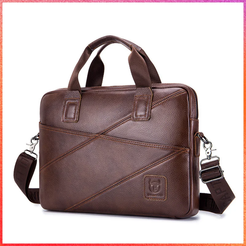 Captain Men's Briefcase Leather Business Handbag Single Shoulder Messenger Bag Leisure Computer Bags