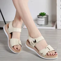 Women Sandals Shoes Leather Ladies Summer Beach Sandals Flat Casual Flip Flop White Gladiator Shoe Plus Small Size - Image 5