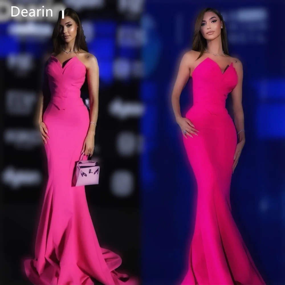 Customized Formal Dress Dearin Strapless Mermaid Floor Length Skirts Draped Sleeveless Bespoke Occasion Dresses Prom Evening Gow