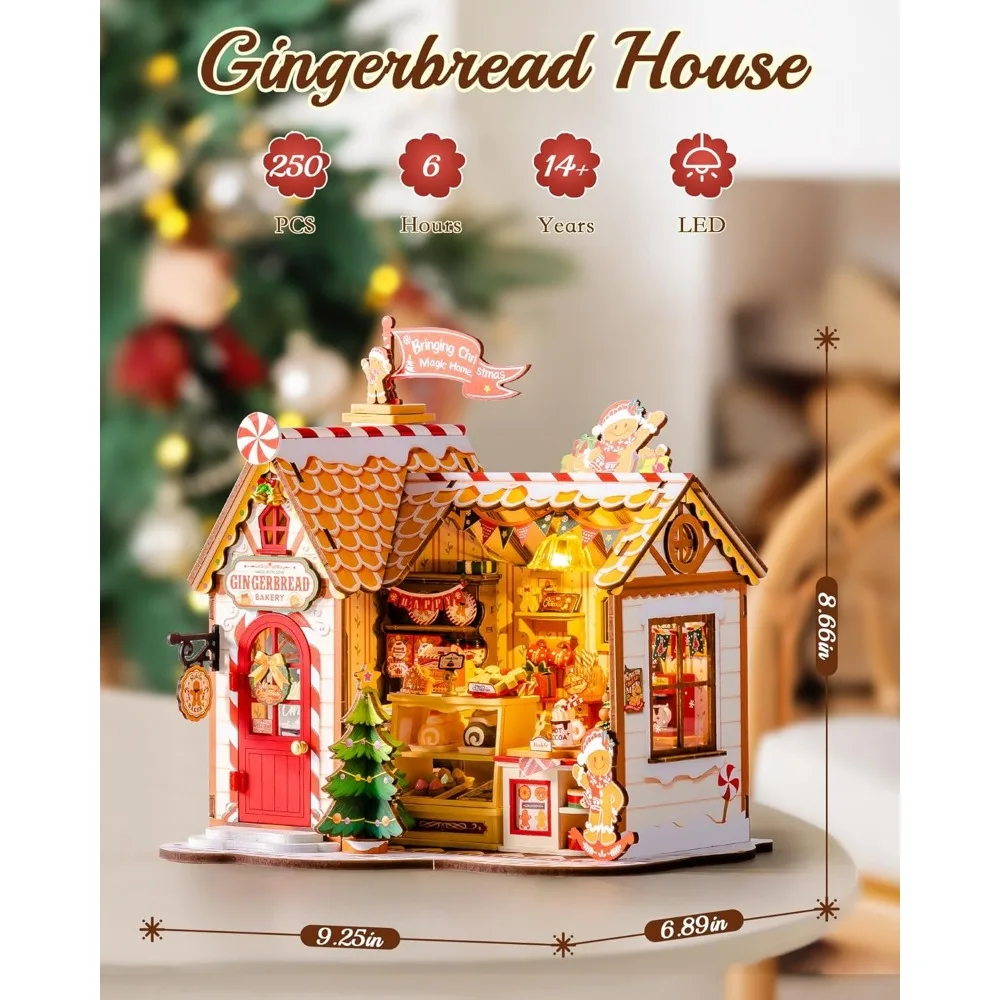 

Miniature House Kit: Tiny Wooden Dollhouse for Book Nook, Perfect for Family and Friends, Ideal for Halloween or Christ