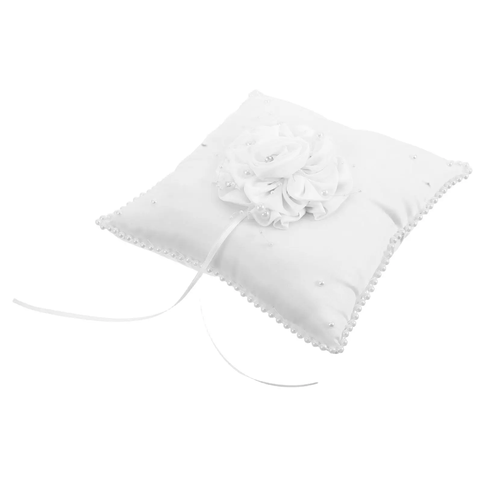 

Ring Pillow White Square Design Soft Fabric For Beach Wedding Ceremony Photography Ring Cushion Holder Wedding Supplies