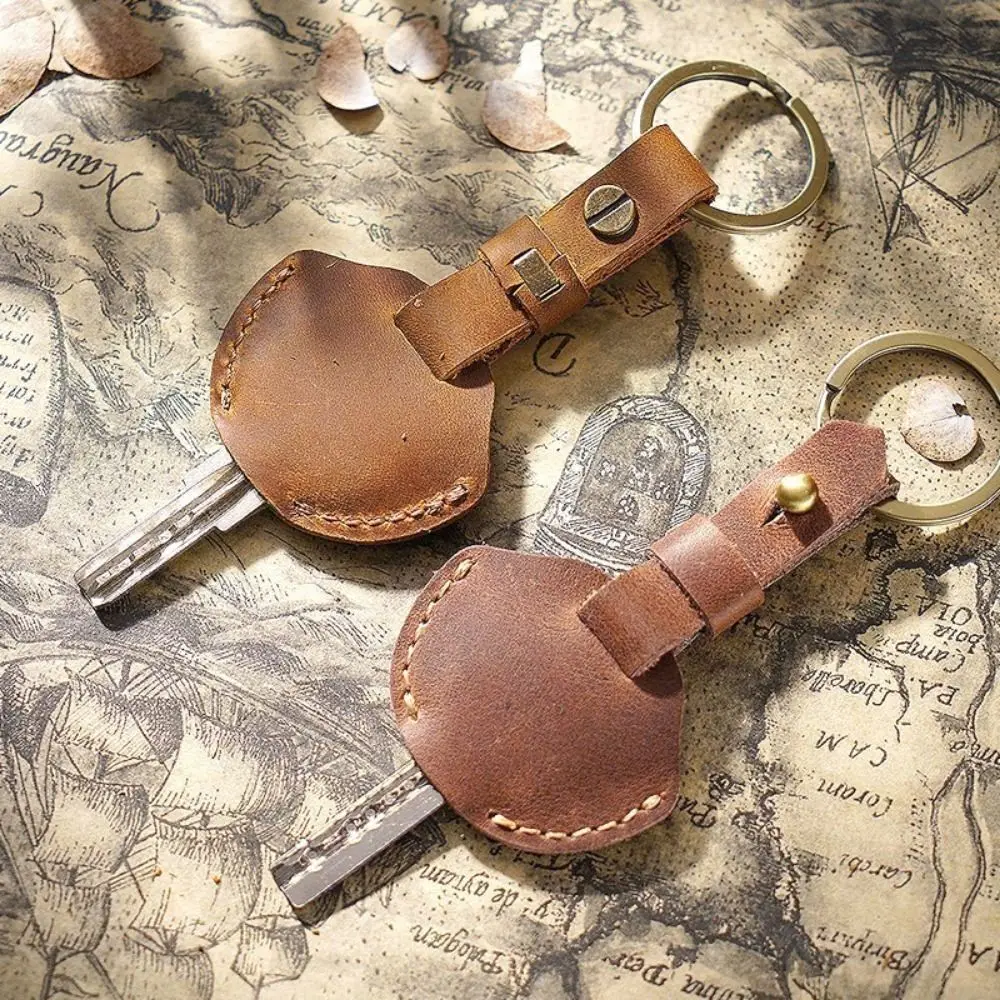 Vintage Keychain Holder Genuine Leather Key Case Cover Universal Key Loss Prevention Leather Case Keychain