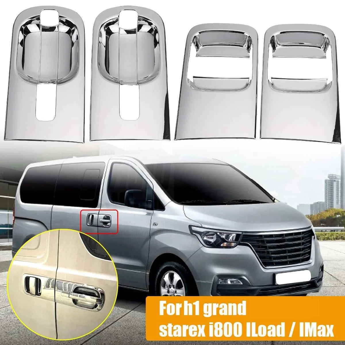 4Pcs for Hyundai H1 Grand Starex I800 ILoad/IMax Chrome Door Outer Handle Cover Exterior Parts Auto Replacement Parts