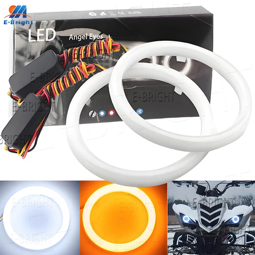 2 uds 24V 12V Angel Eyes Halo anillos 4014 LED faros de coches DRL luz de conducción blanco ámbar 60 70 80MM 90MM 95MM 100MM 110MM 120MM