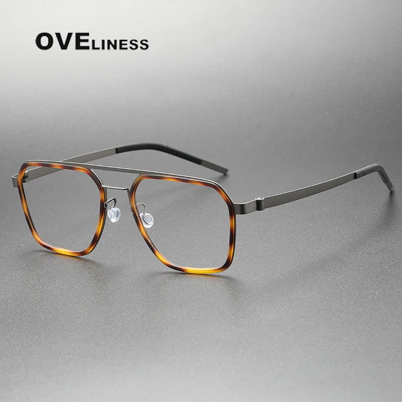 

2023 Titanium Glasses Frame Men Women Vintage square Myopia Optical Eyewear Screwless Prescription Eyeglasses Frame Spectacle