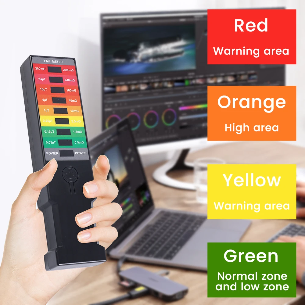 Elektromagnetische Velddetector 8 Led Elektromagnetische Stralingsdetector Gauss Meter Draagbare Emf Magnetische Veldmonitor