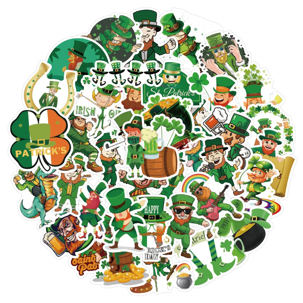 10/50Pcs St. Patrick S Day Stickers Country Ireland Holiday Aesthetic Green Cartoon DIY Toy Fridge Graffiti Decals Sticker