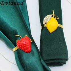 6 pçs guardanapo de limão anéis suporte de guardanapo de morango para casamento festa de jantar banquete natal dia de ação de graças mesa decoração hwe24