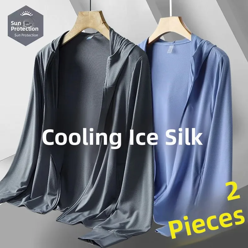 Ice Silk Mesh UV Protection Clothing Men's Summer Outdoor Fishing Breathable Fashionable Sunscreen Outerwear Coat
