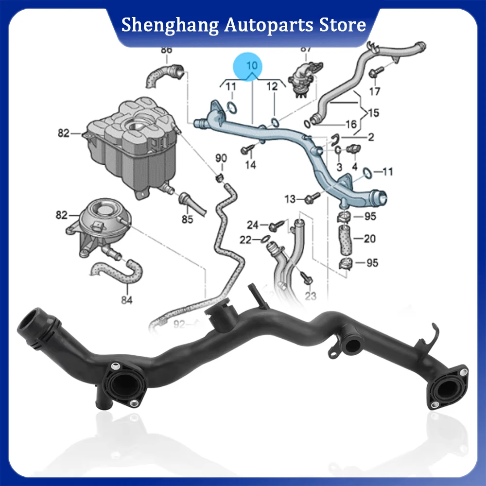 

Upper Coolant Radiator Water Hose 06E121045BB 06E121045AK 06E121045AJ 06E121045AA For Audi A6 A7 A8 Q5 A5 VW Touareg 3.0L
