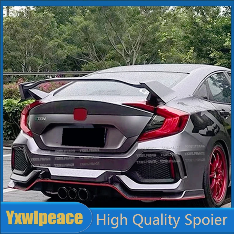 

For Honda 10th Civic Spoiler 2016 2017 2018 2019 2020 4 Door Sedan ABS Plastic Rear Trunk Lip Spoiler Wing Body Kit Accessories