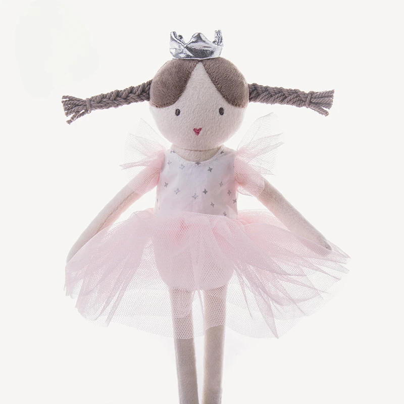 New 34cm Pink Ballet Girl Doll with Princess Crown High Quality Stuffed Toy for Babies and Children Companion Sleeping Mate