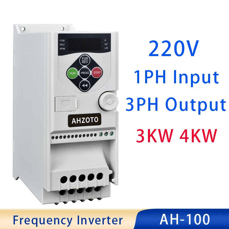 

AH-100 1PH Input 3PH Output 220V 3KW/4KW 2.25HP/3HP VFD Variable Frequency Drive Converter for Motor Speed Control Inverter