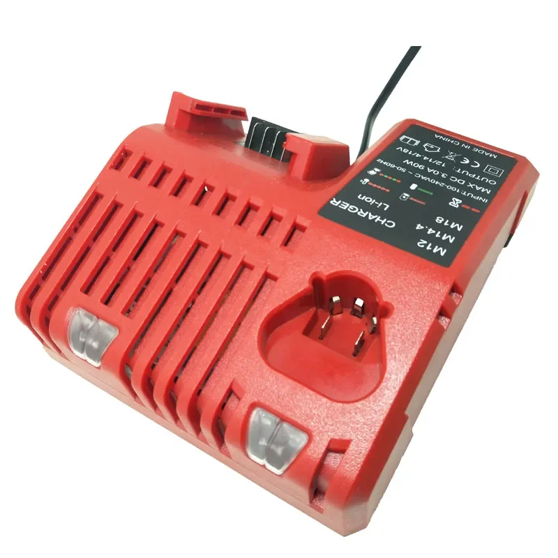 3A Li-ion Battery Charger for Milwaukee M12 M18 10.8V-18V Lithium Battery Power Tool Dual Charging Port Multi-Voltage