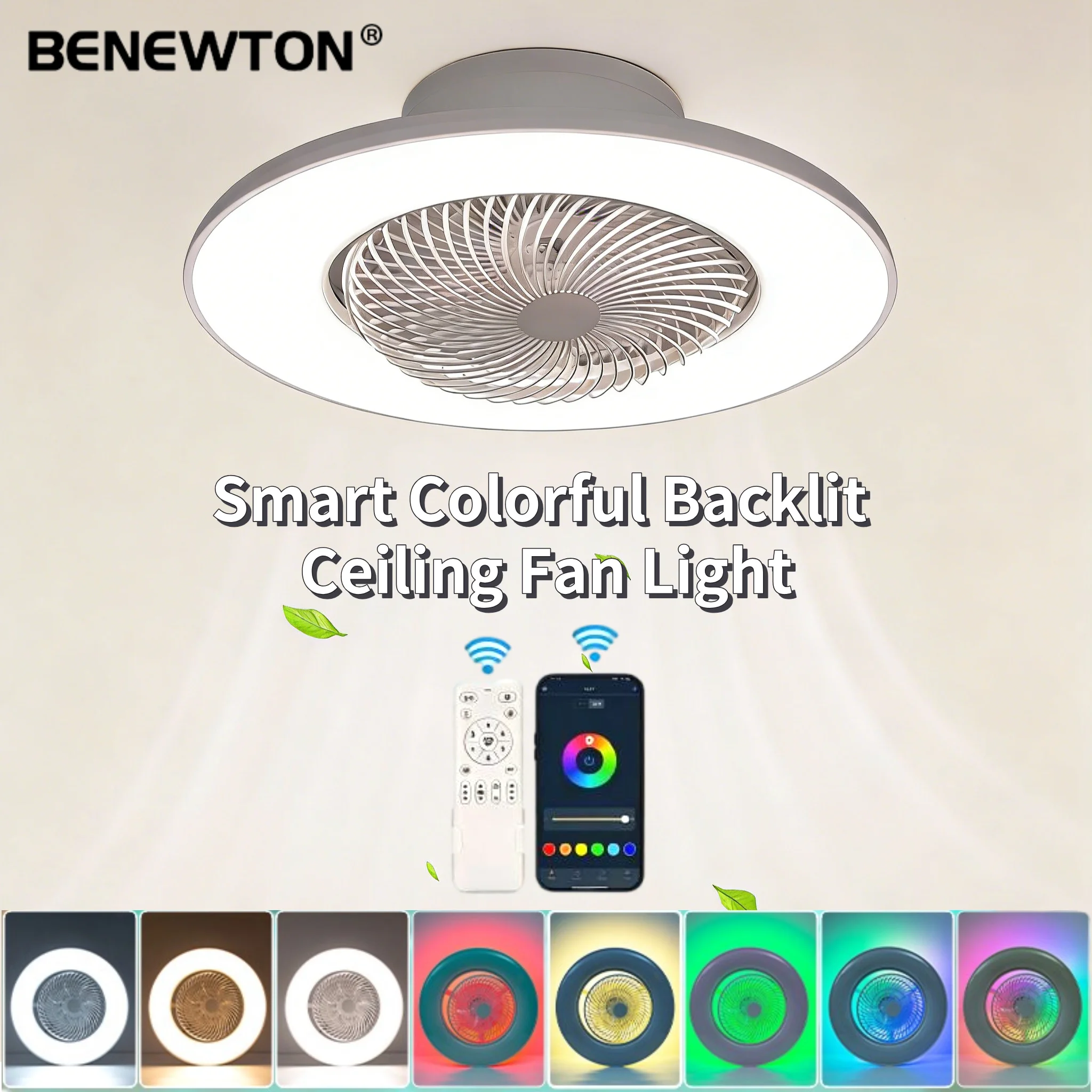 Modern LED Ceiling Fan Lights 360° Rotating Remote Control APP Dimming Smart RGB Fan Lamps 6 Speed Chandelier Indoor Low Floor