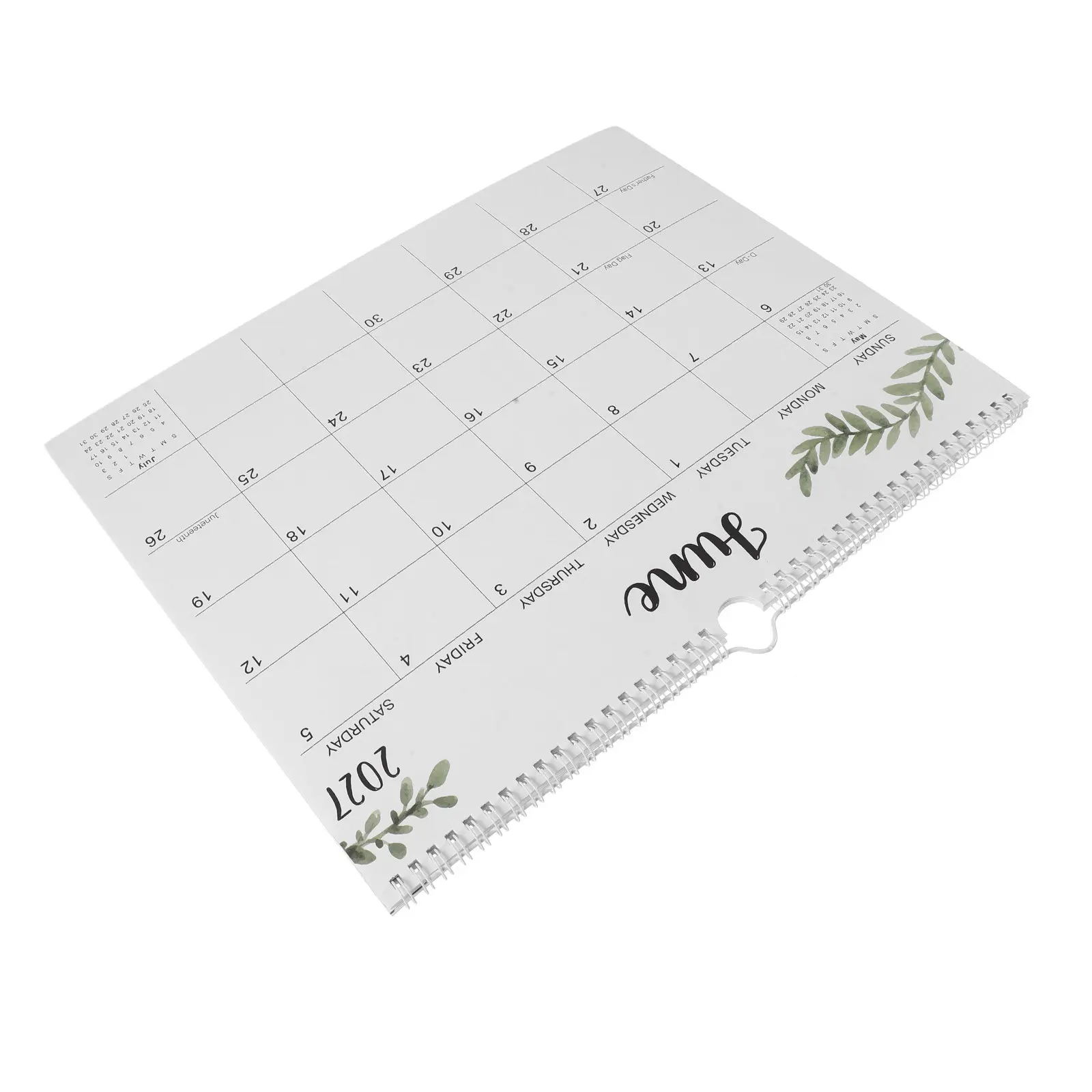 Calendrier mural anglais de 18 mois avec reliure spirale, grand agenda, juillet 2026 à décembre 2027, calendrier mensuel académique à suspendre, jours fériés
