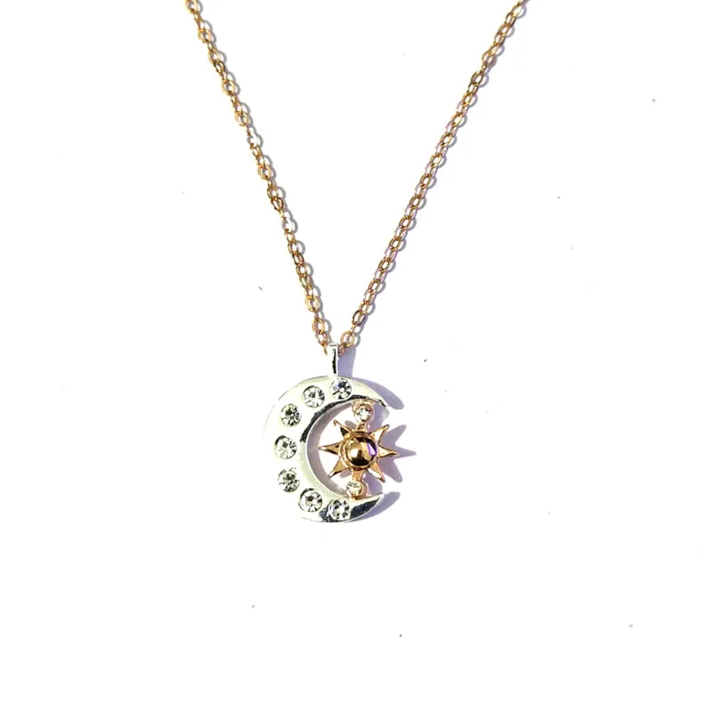 gold silver color moon star  sun pendant necklace for women man gift