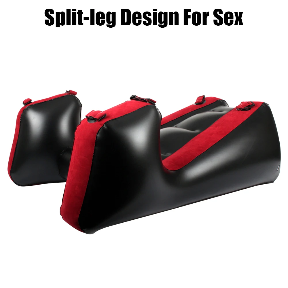 Inflatable Sex Sofa Foreplay Chair Bed With Straps Flocking PVC Split Leg Mat Flirting Tools For Couples Women Sex Furniture