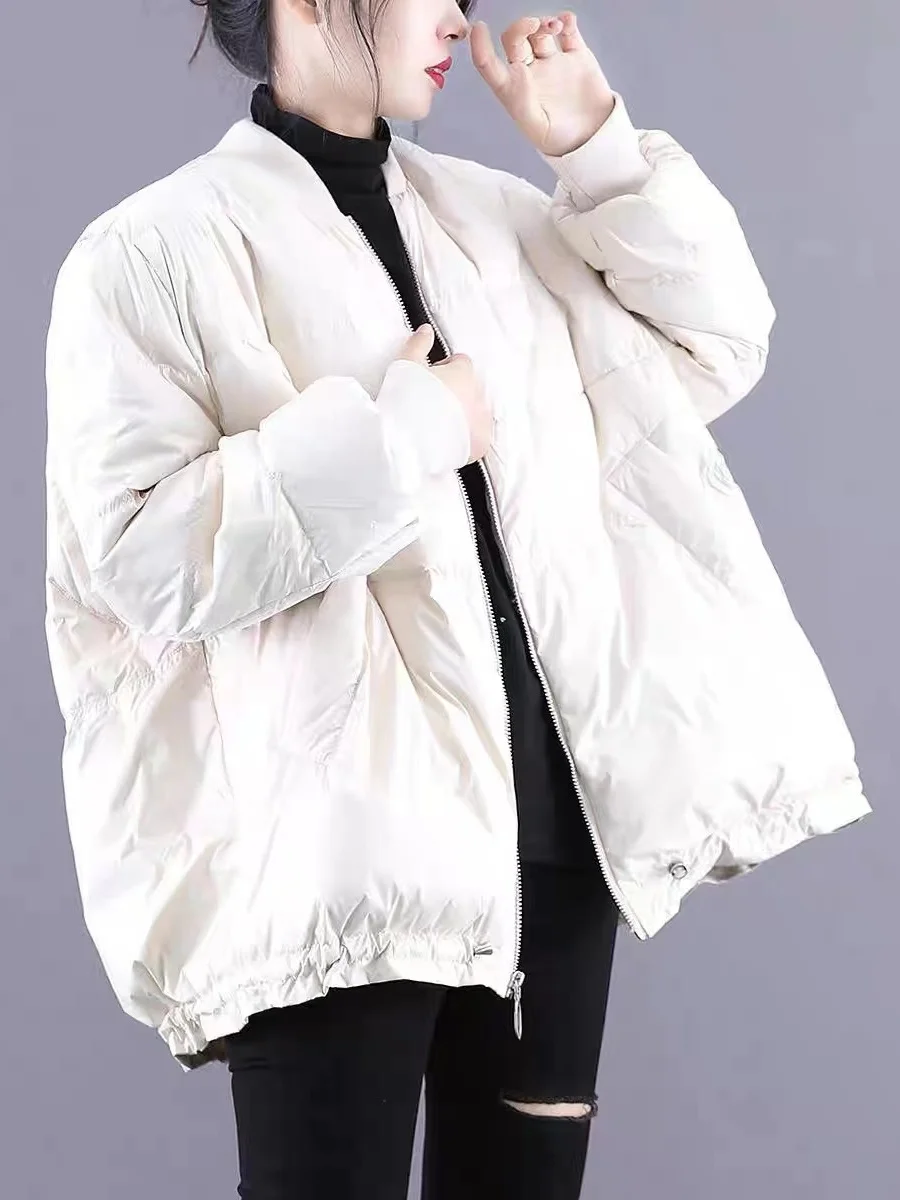 Automne hiver coton Jaet femmes ort Baseball Sle manteau bouton garniture étiquette coupe ample longue Sve fermeture à glissière couleur