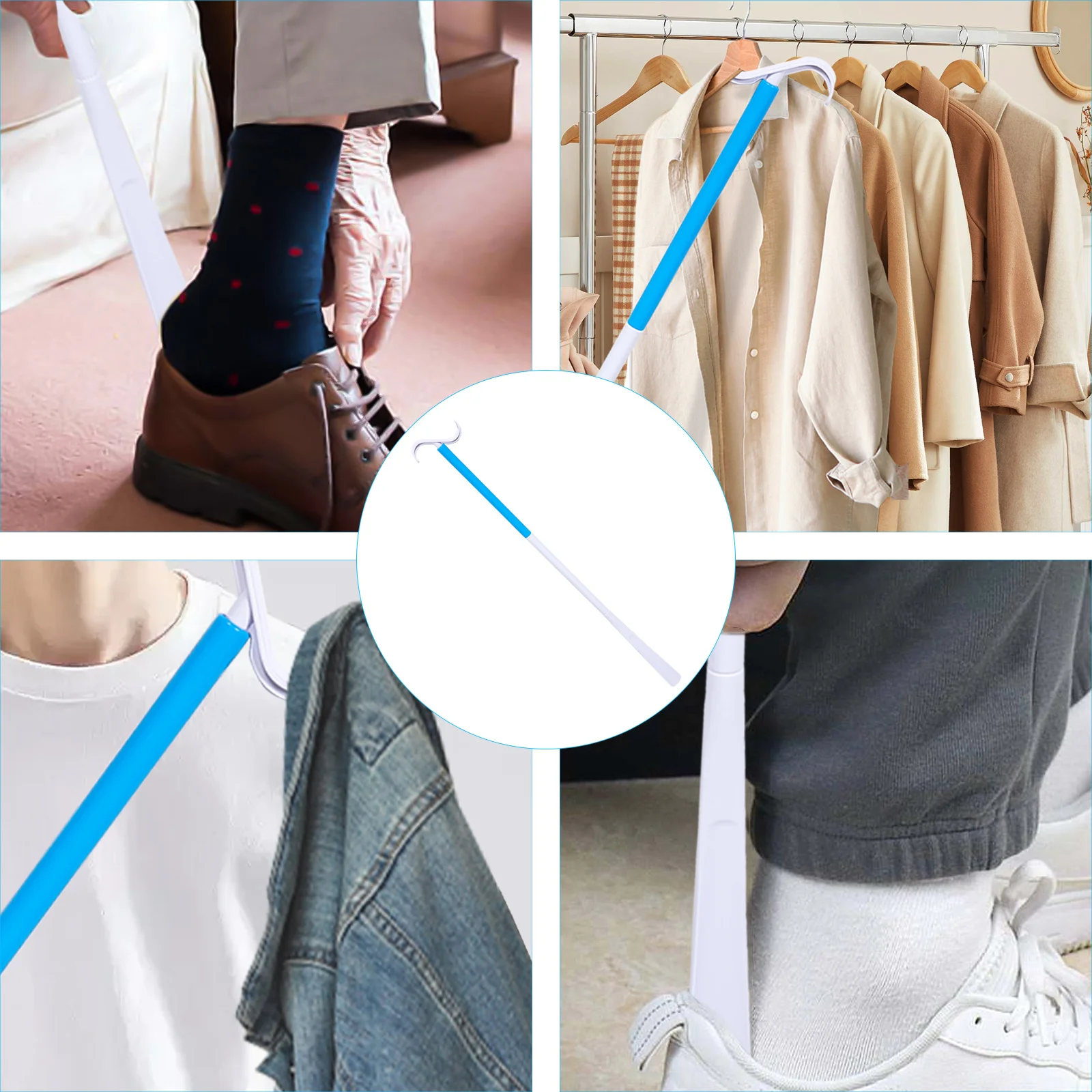 

Two-In-One Shoehorn Detachable Dressing Stick For Elderly Disabled Portable Multi-Use Socks Aid Dressing Pole Handicapped Shoe