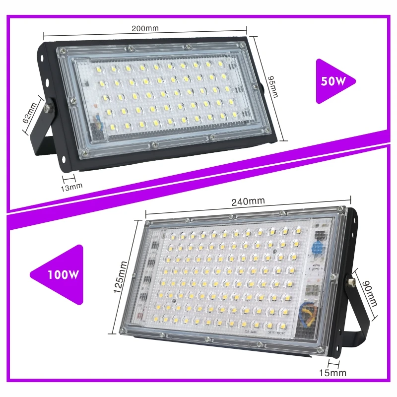 50W 100W Led Flood Light AC 220V 230V 240V Outdoor Floodlight Spotlight IP65 Waterproof LED Street Lamp Landscape Lighting